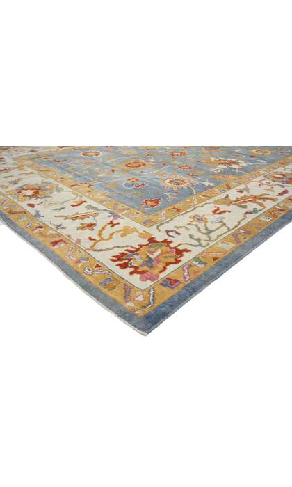 11 x 15 Colorful Turkish Blue Oushak Rug 52368