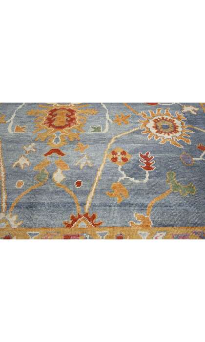 11 x 15 Colorful Turkish Blue Oushak Rug 52368