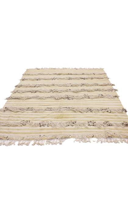 4 x 5 Vintage Moroccan Wedding Blanket Handira Textile 20325