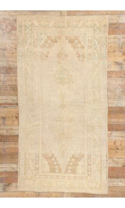4 x 9 Vintage Muted Turkish Oushak Rug 53688