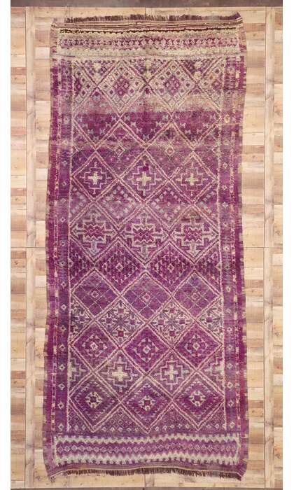 7 x 15 Vintage Purple Beni MGuild Moroccan Rug 20706
