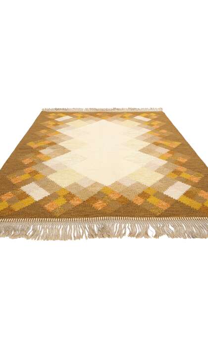 6 x 8 Brita Svefors Vintage Swedish Rollakan Rug 78259