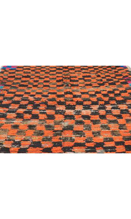 4 x 9 Vintage Checkered Moroccan Azilal Rug 21507