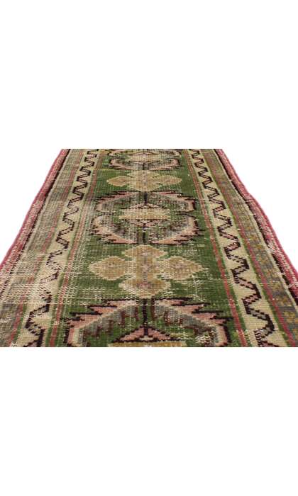 2 x 11 Vintage Green Turkish Oushak Rug Runner 51713