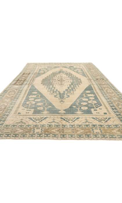 7 x 11 Vintage Green Turkish Oushak Rug 53681