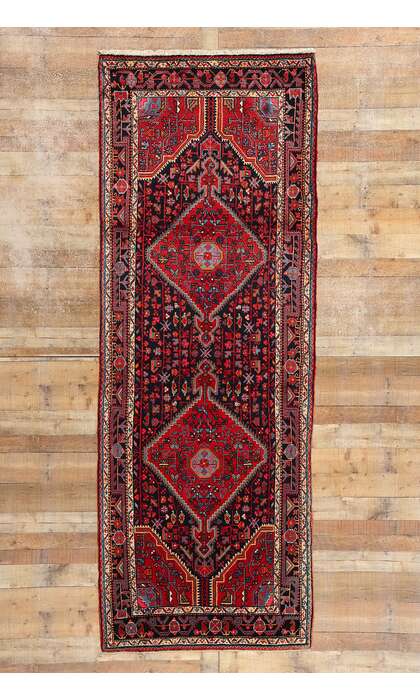 4 x 11 Vintage Persian Hamadan Rug 76051