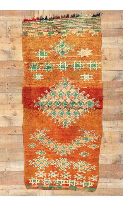 3 x 7 Vintage Orange Boujad Moroccan Rug 21839