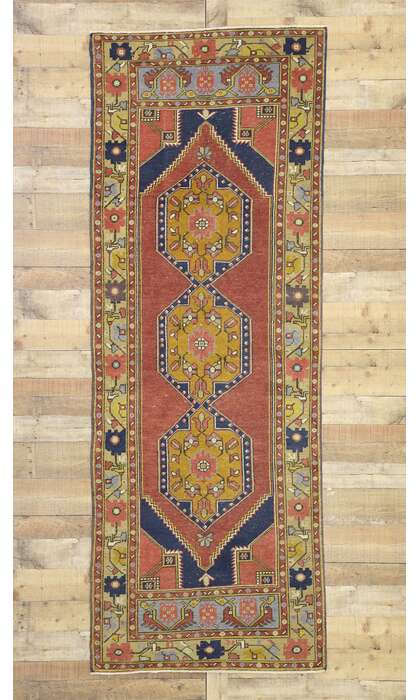 3 x 9 Vintage Turkish Oushak Rug Runner 52401