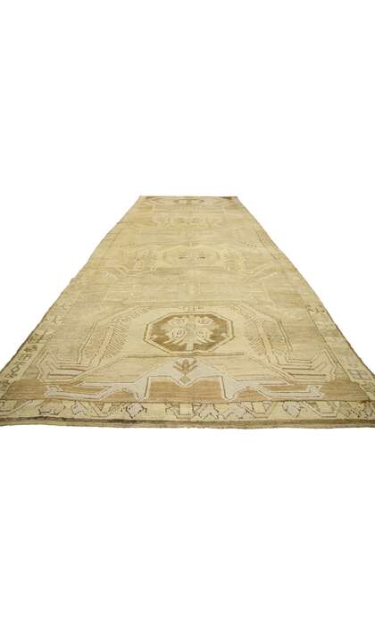 5 x 15 Vintage Neutral Turkish Oushak Rug 50582