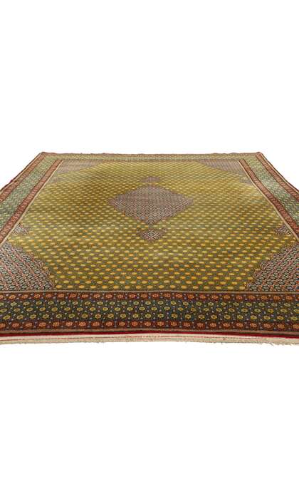 8 x 11 Vintage Yellow Persian Tabriz Rug 21683