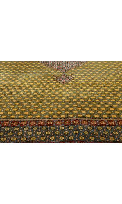 8 x 11 Vintage Yellow Persian Tabriz Rug 21683