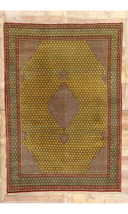 8 x 11 Vintage Yellow Persian Tabriz Rug 21683