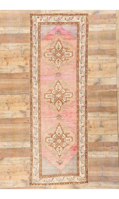 3 x 10 Vintage Pink Turkish Oushak Rug Runner 52805