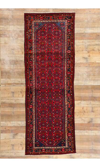 4 x 11 Vintage Persian Hamadan Rug 76135