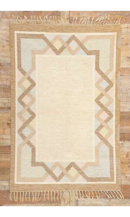 4 x 7 Anna Johanna Angstrom Vintage Swedish Rollakan Rug 78254