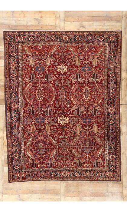 8 x 10 Antique Red Persian Dragon Serapi Heriz Rug 78767