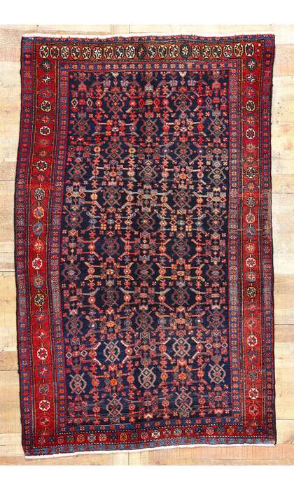 5 x 7 Antique Navy Blue Persian Kurdish Rug 61167