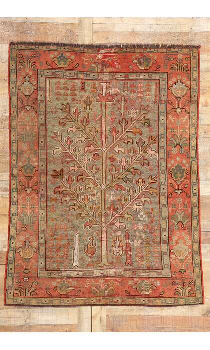 5 x 6 Antique Turkish Oushak Tree of Life Rug 74049