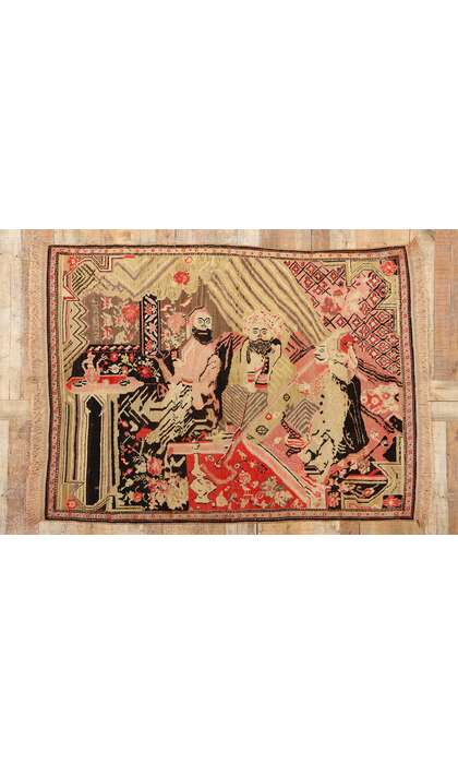 5 x 6 Antique Persian Karabagh Pictorial Rug 21697