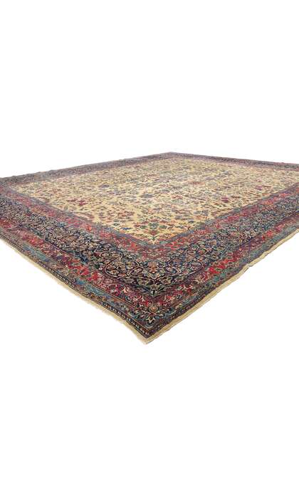 13 x 15 Antique Persian Floral Kerman Rug 77377