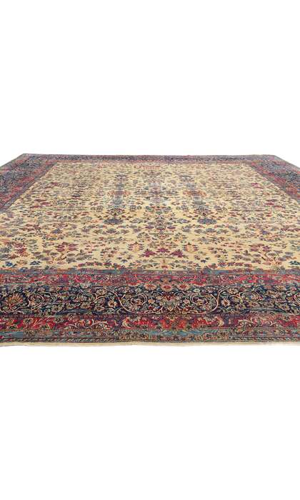 13 x 15 Antique Persian Floral Kerman Rug 77377