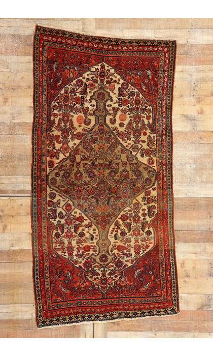 4 x 7 Rustic Antique Persian Hamadan Rug Wabi-Sabi 76958
