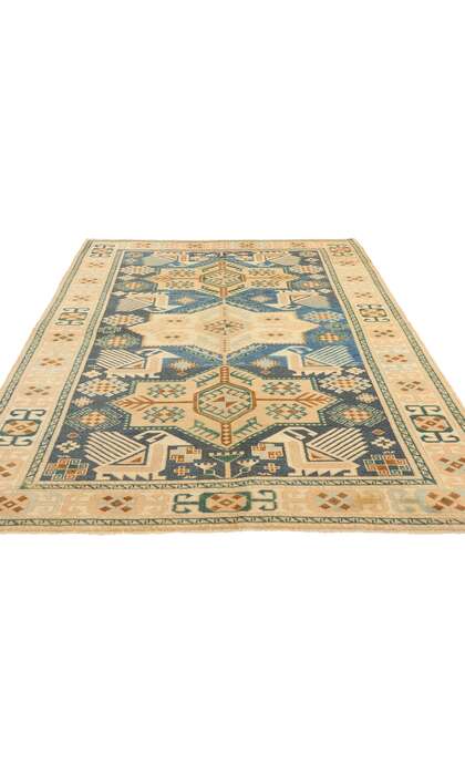 4 x 7 Vintage Blue Turkish Oushak Rug 53702