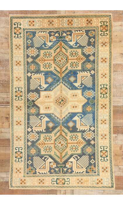 4 x 7 Vintage Blue Turkish Oushak Rug 53702