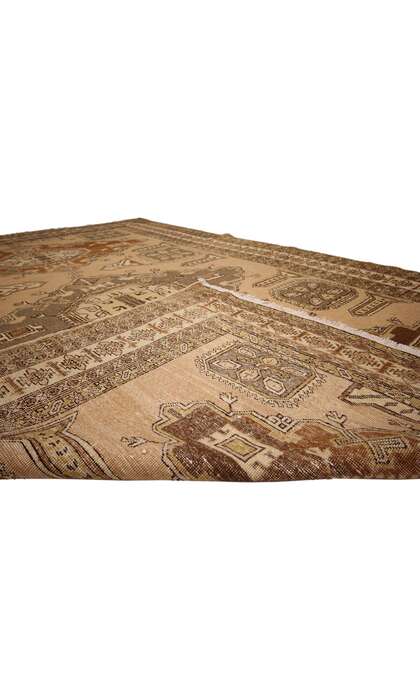 7 x 10 Vintage Brown Persian Ardabil Rug 72037