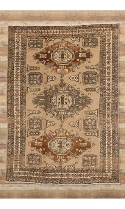 7 x 10 Vintage Brown Persian Ardabil Rug 72037