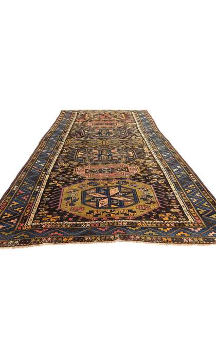 5 x 13 Antique Caucasian Baku Rug Azerbaijan Tribal Carpet Runner 78770