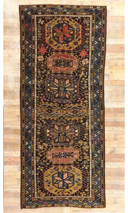 5 x 13 Antique Caucasian Baku Rug Azerbaijan Tribal Carpet Runner 78770