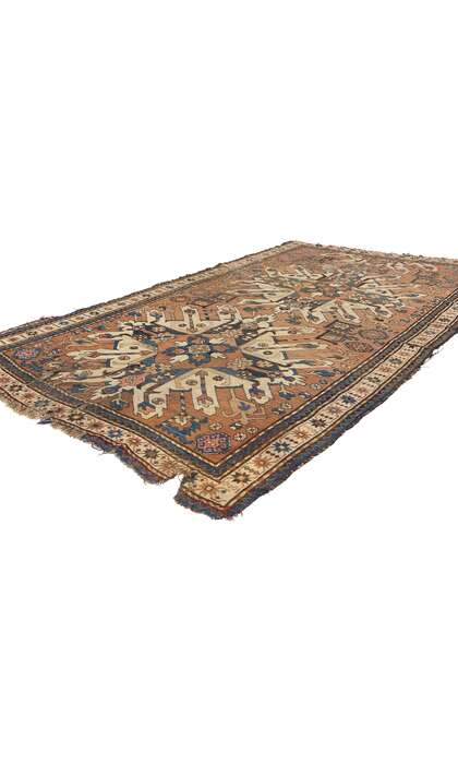 5 x 8 Antique Sunburst Eagle Kazak Rug Caucasian Chelaberd Karabagh Carpet 78779