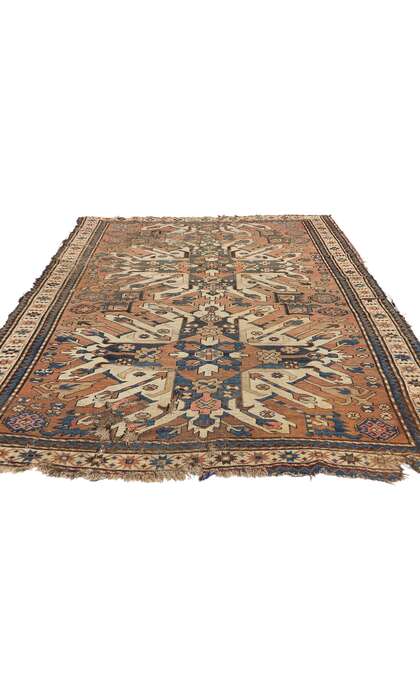 5 x 8 Antique Sunburst Eagle Kazak Rug Caucasian Chelaberd Karabagh Carpet 78779