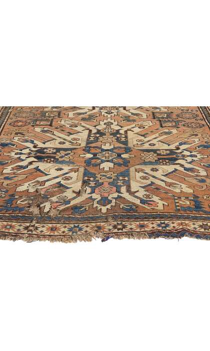 5 x 8 Antique Sunburst Eagle Kazak Rug Caucasian Chelaberd Karabagh Carpet 78779