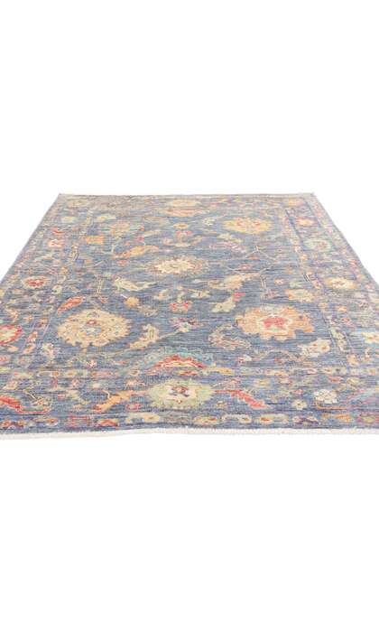 5 x 7 Modern Colorful Blue Oushak Rug 80972