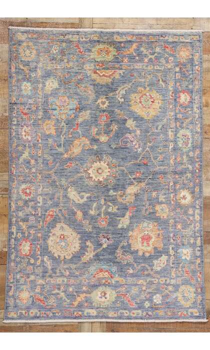 5 x 7 Modern Colorful Blue Oushak Rug 80972