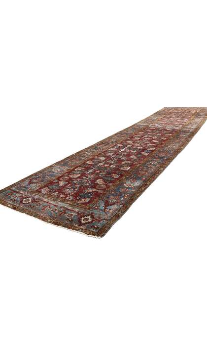 3 x 15 Antique-Worn Persian Malayer Rug Runner 60975