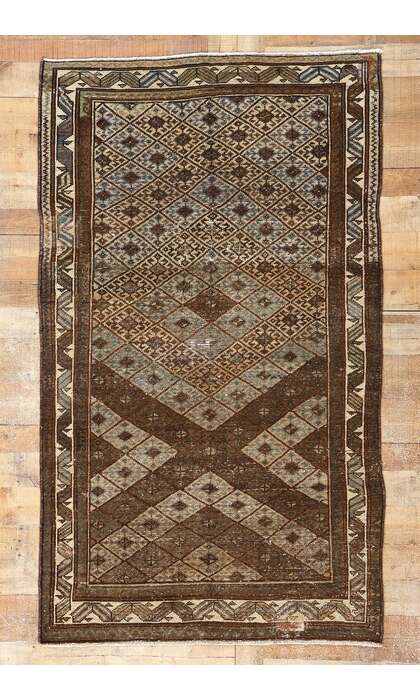 4 x 7 Distressed Antique-Worn Persian Hamadan Rug 61016