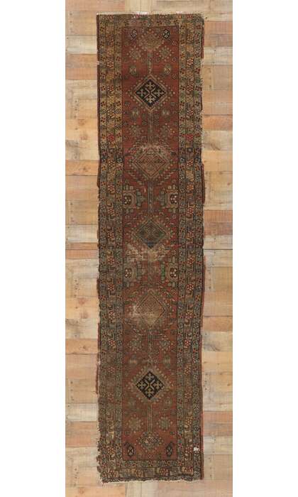 2 x 10 Distressed Antique-Worn Persian Heriz Rug 73166