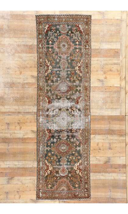 3 x 11 Distressed Antique-Worn Persian Malayer Rug Runner 53763