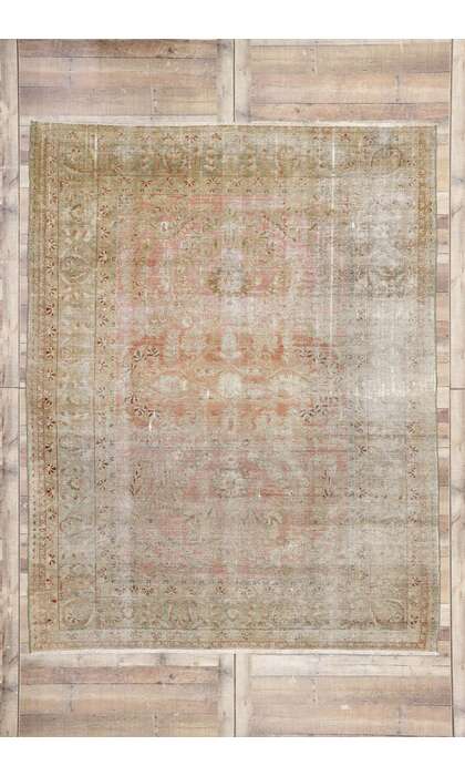 8 x 10 Distressed Antique Persian Lilihan Rug 74902
