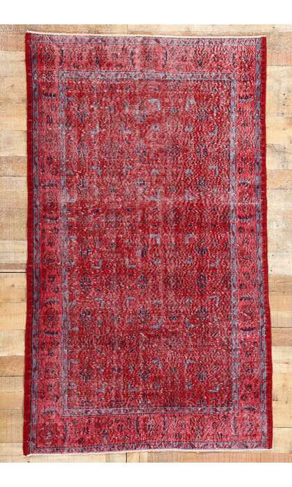 4 x 7 Distressed Vintage Red Turkish Sivas Rug 52012