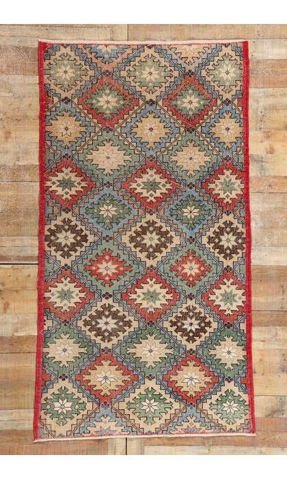 4 x 8 Distressed Vintage Turkish Sivas Rug 51996