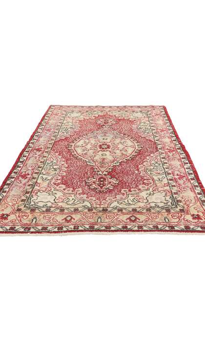 4 x 7 Distressed Vintage Red Turkish Sivas Rug 51941
