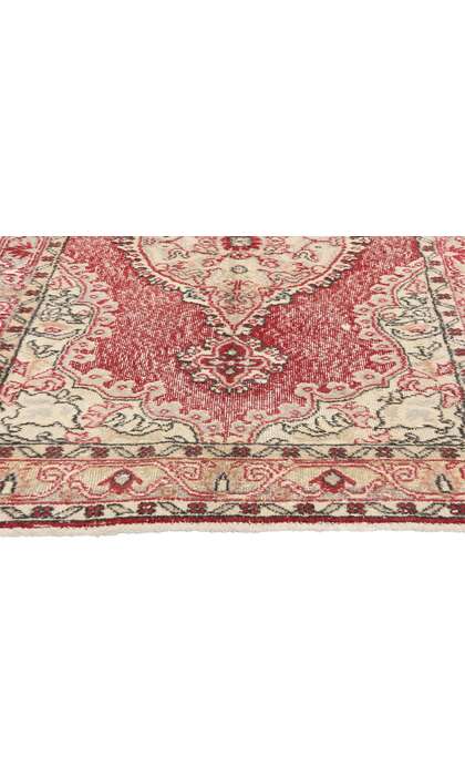 4 x 7 Distressed Vintage Red Turkish Sivas Rug 51941