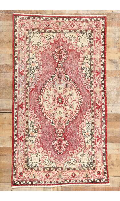 4 x 7 Distressed Vintage Red Turkish Sivas Rug 51941