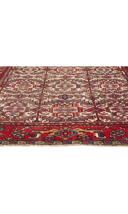 7 x 9 Antique Ivory Persian Dragon Serapi Heriz Rug 78768