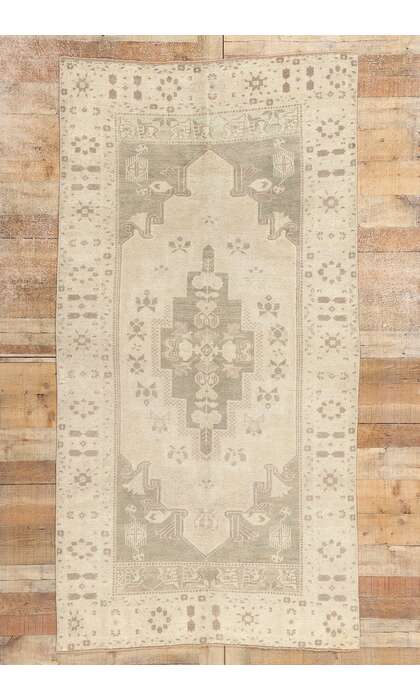 4 x 8 Vintage Muted Turkish Oushak Rug 53676