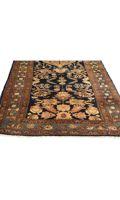 4 x 11 Antique Navy Blue Persian Hamadan Rug Runner 73245
